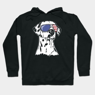 Proud Dalmatian American Flag sunglasses dog Hoodie